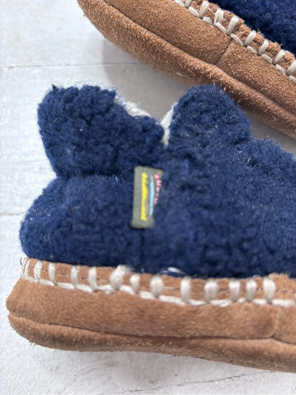 L.L.Bean Cozy Slipper Bootie High Pile Navy Size 5-6 Toddler EUC